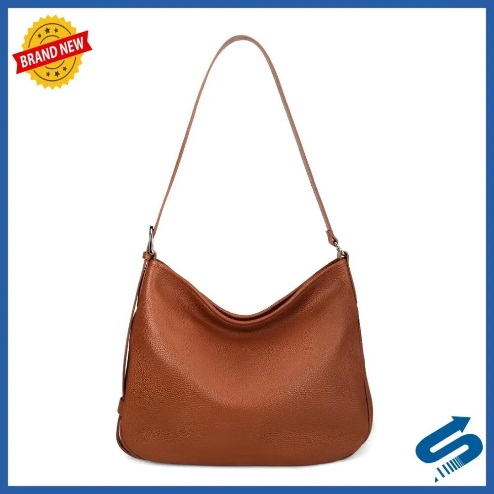 Genuine Leather Slouchy Hobo Crossbody Shoulder Bag Adjustable Strap